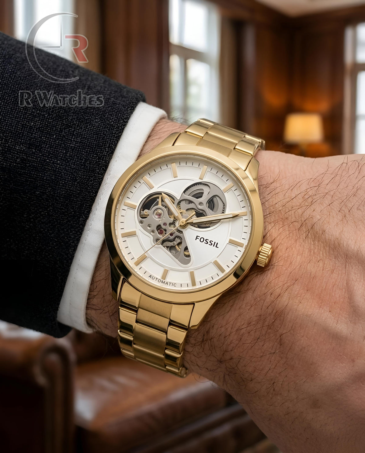 (OS2)⬆️ Fossil Automatic Gold White