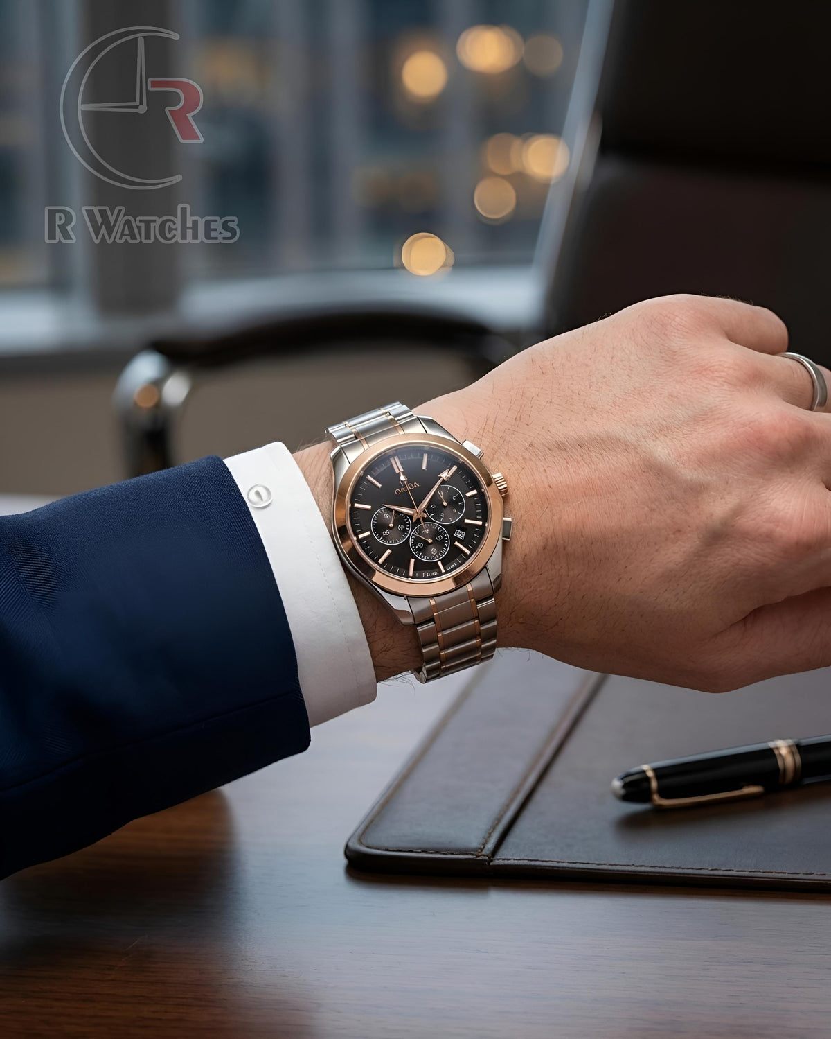 (OS) Omega Rose Gold Black