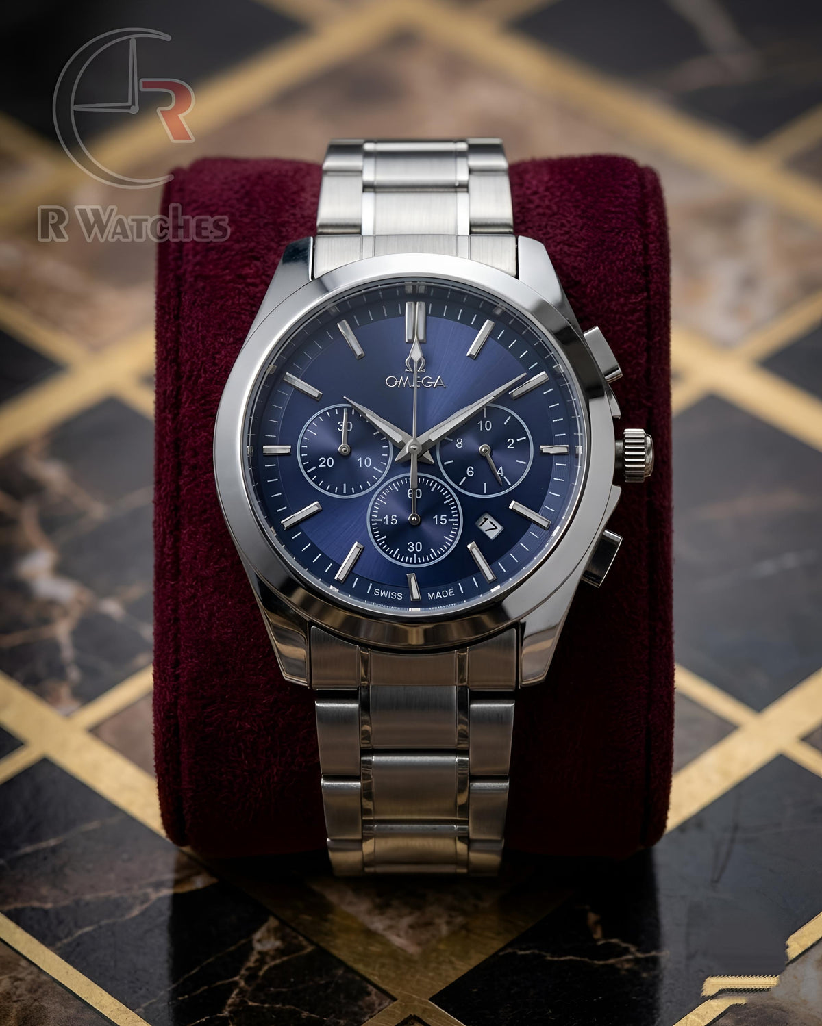 (SS) Omega Silver Nevy Blue