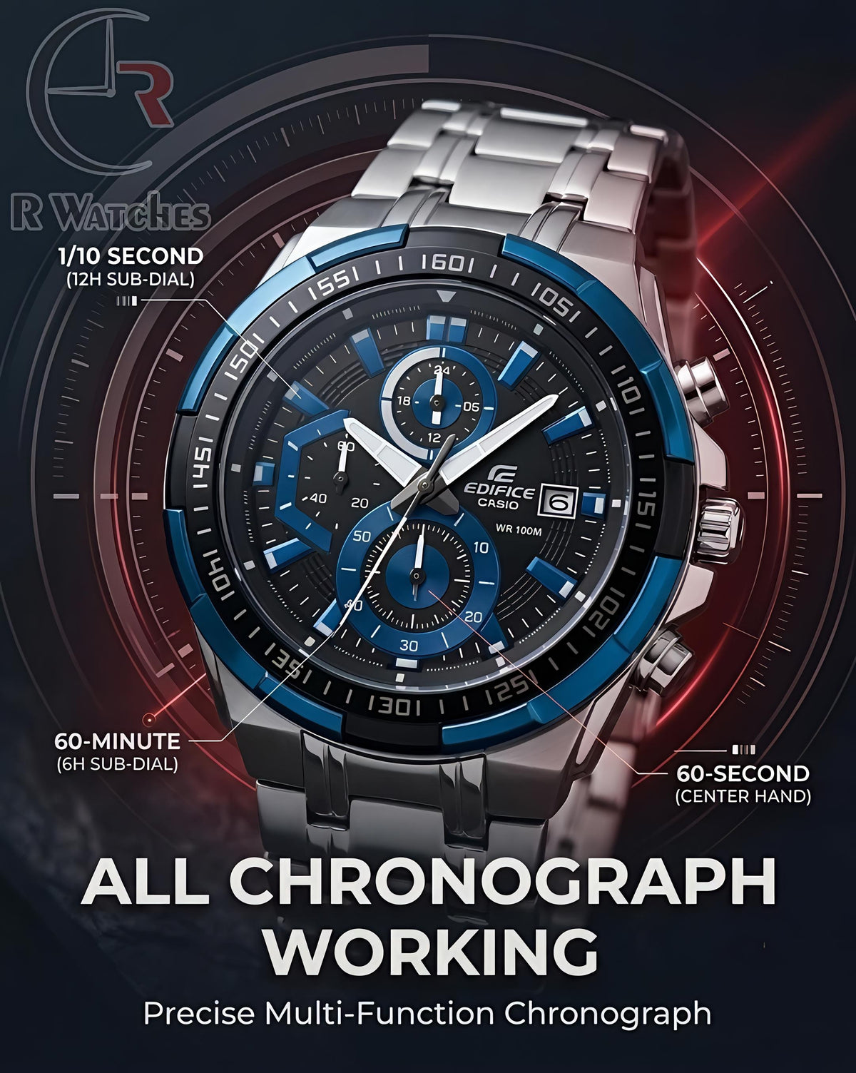 Edifice Silver Blue – Premium Luxury Chronograph Watch