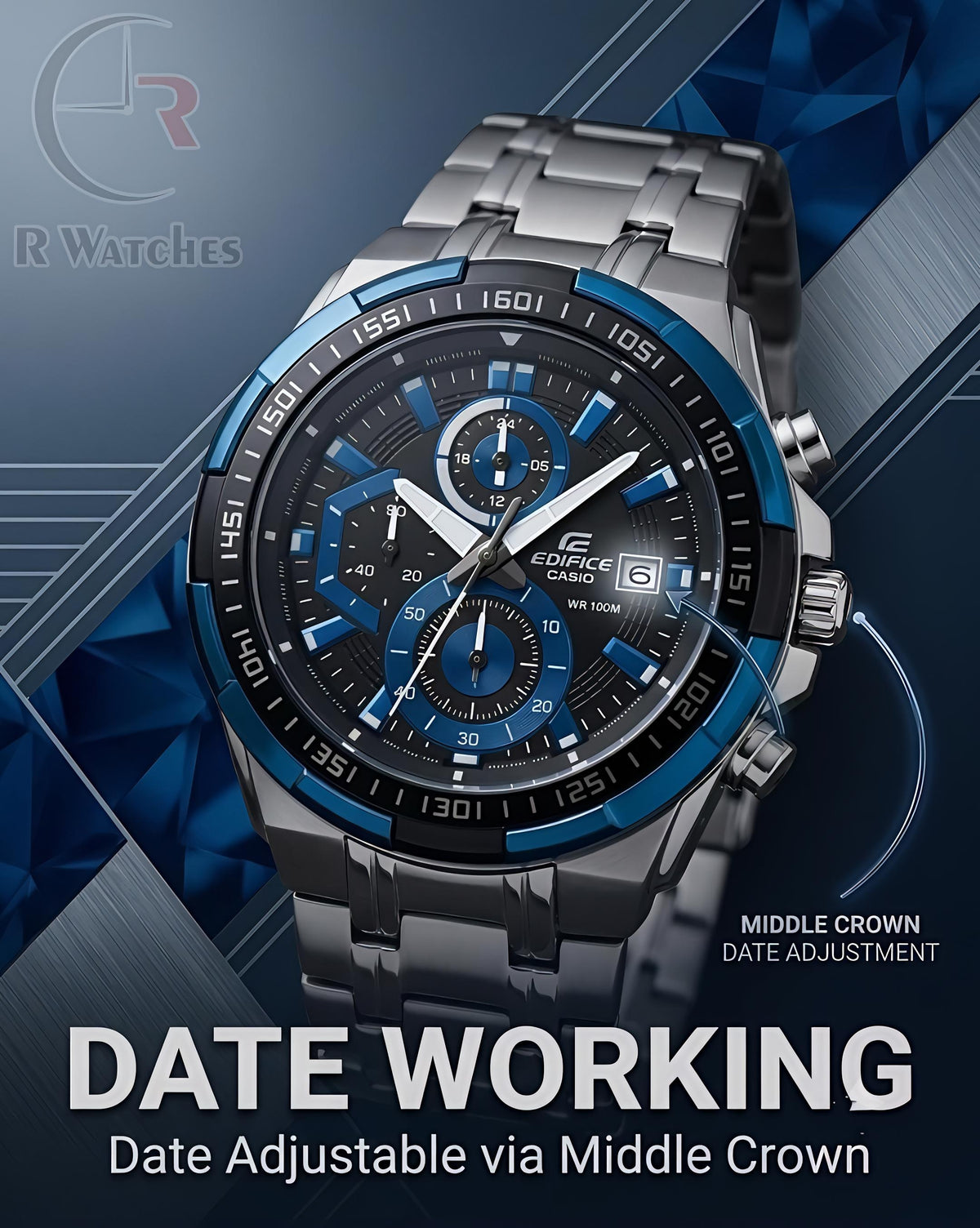 Edifice Silver Blue – Premium Luxury Chronograph Watch