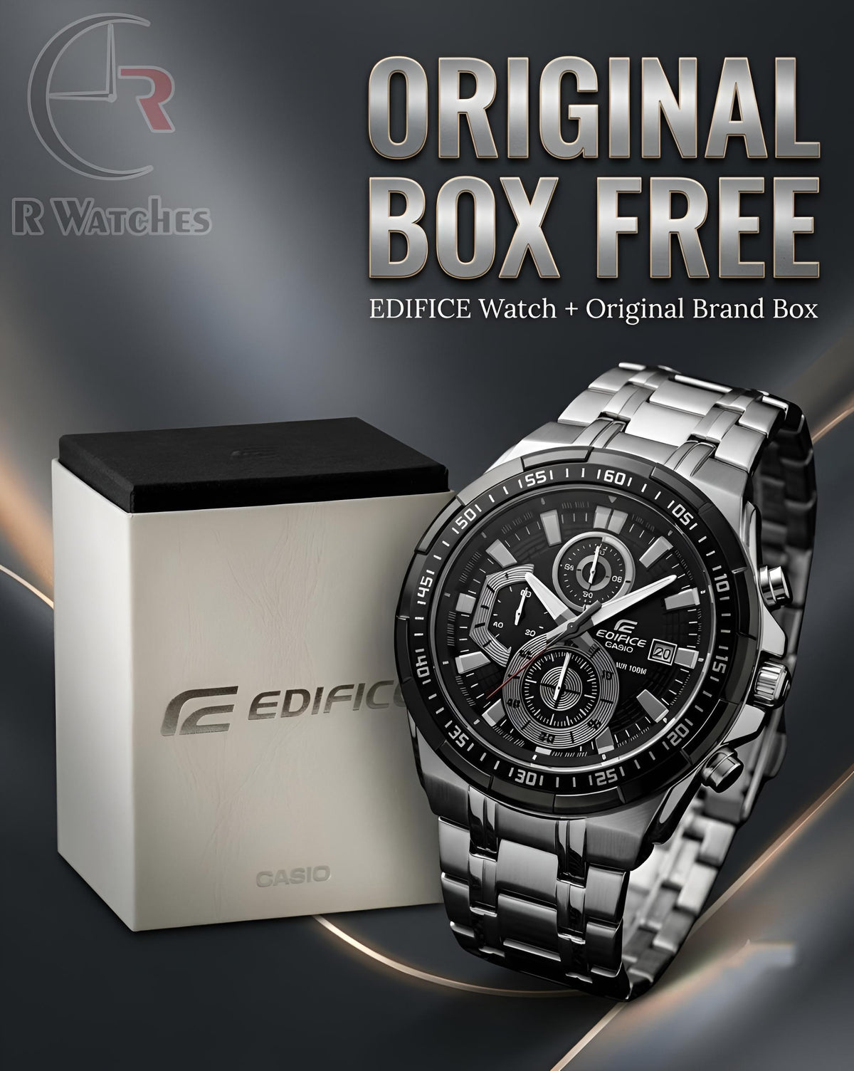 Edifice Silver Black – Premium Luxury Chronograph Watch