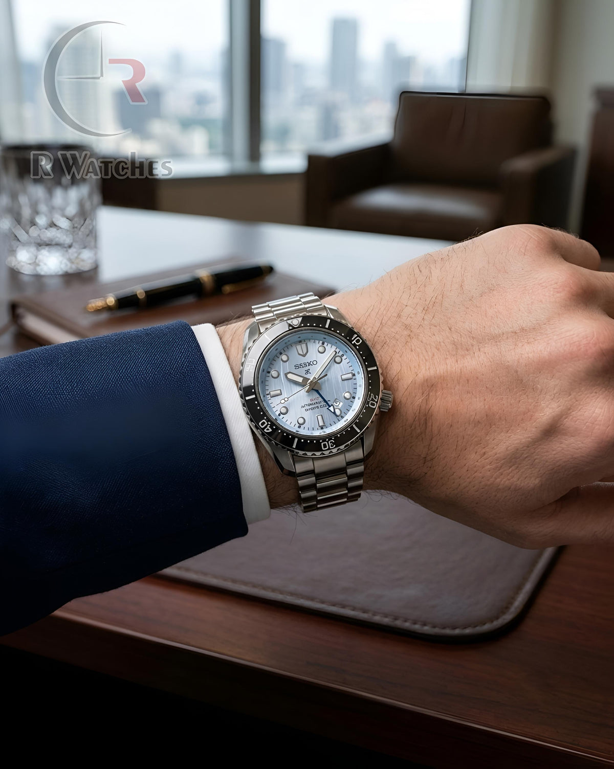 (OS2) Seiko Silver Blue Black