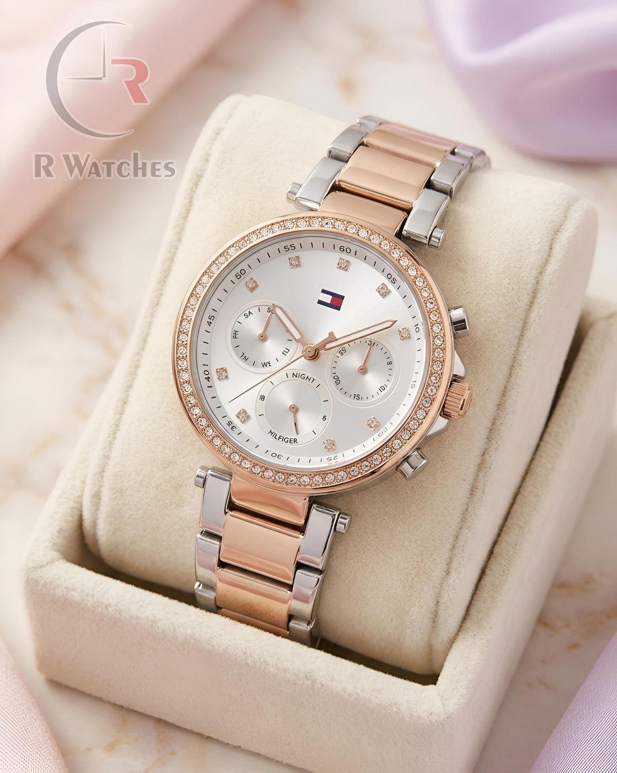 (OS) Tommy Hilfiger Girls Rose Gold White