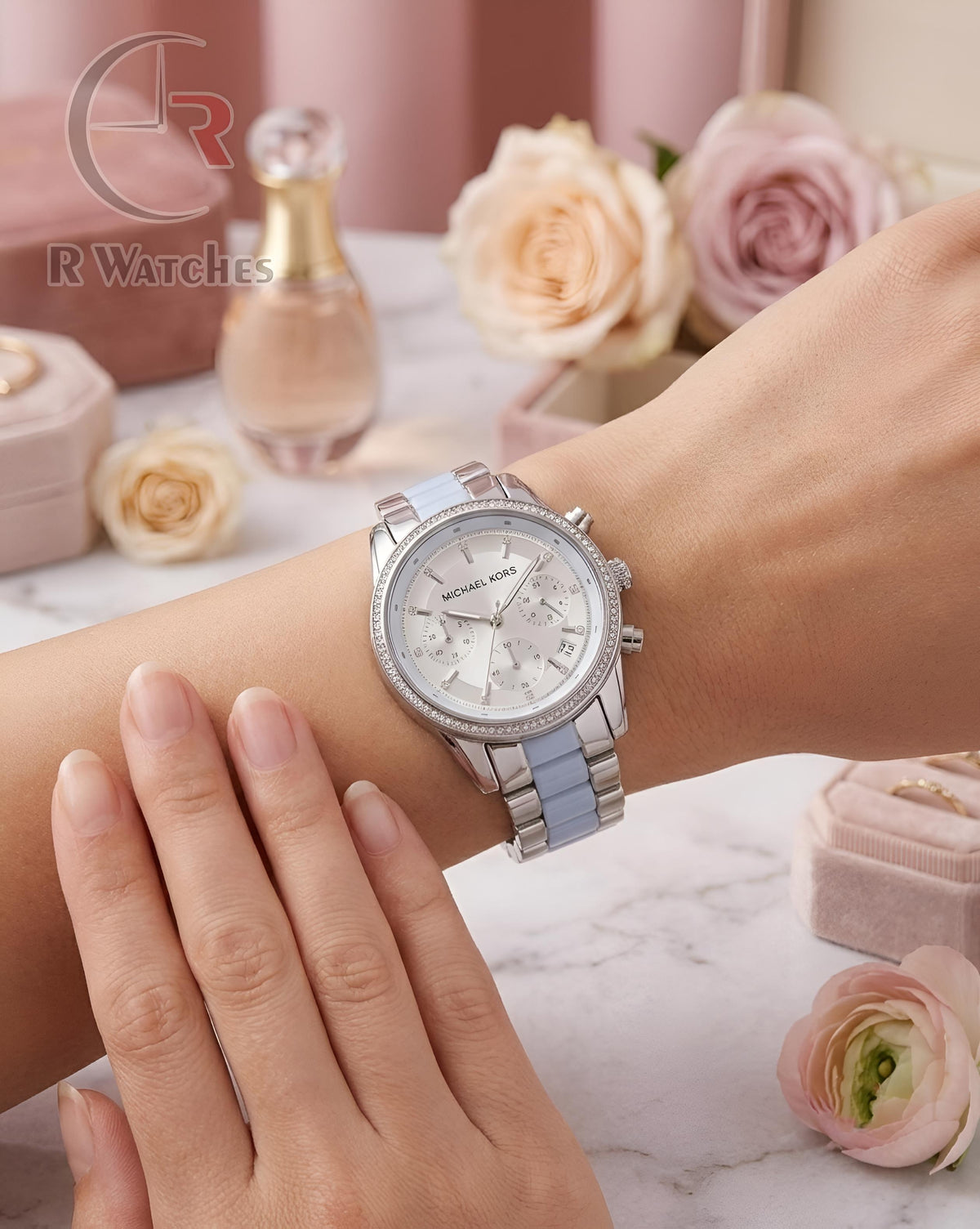 (OS) MK Girls Silver Tiffany Blue