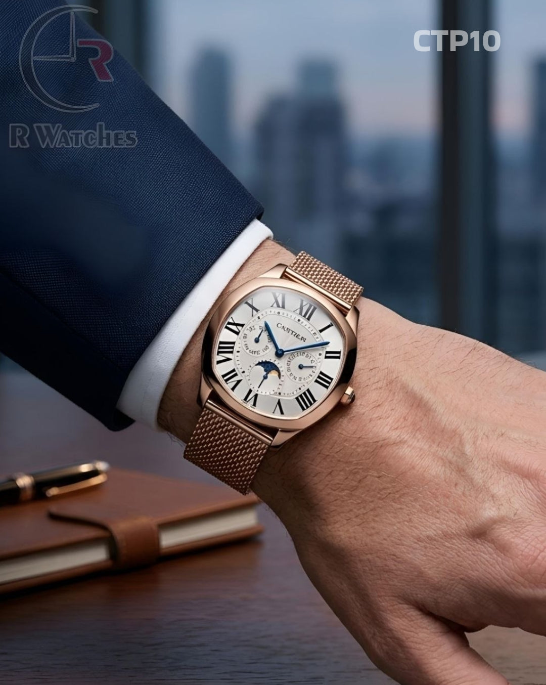 (OS2)🖤⬆️ Cartier new Rose Gold White Roman (CTP10)