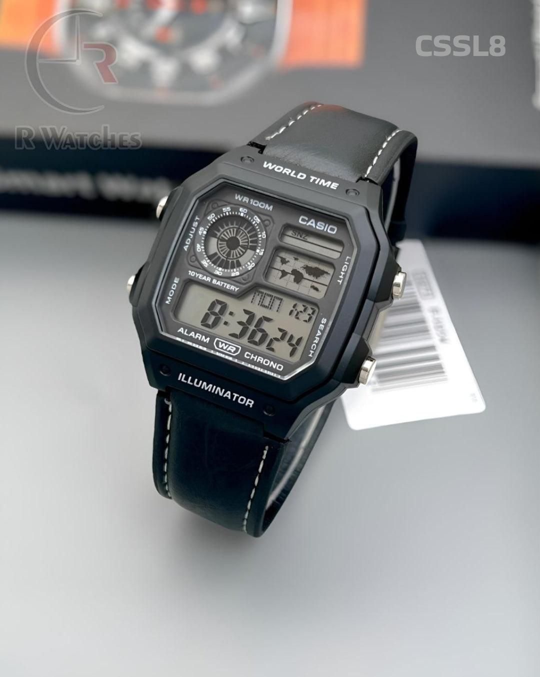 (OS2)🖤⬆️ Casio World Time Full Black (CSSL8)