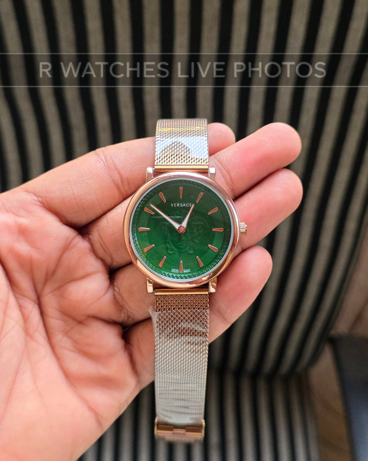 (OS)📷⭐ Versace Girls Rose Gold Green Dial (VSG35)