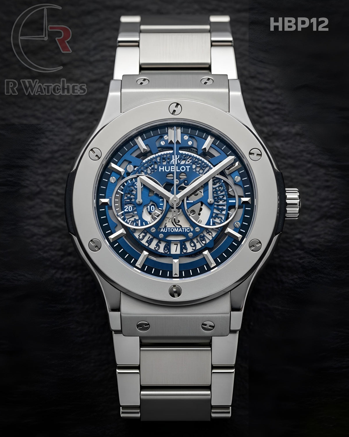 (OS)🖤⭐ Hublot Machinery Silver Nevy Blue Dial (HBP12)