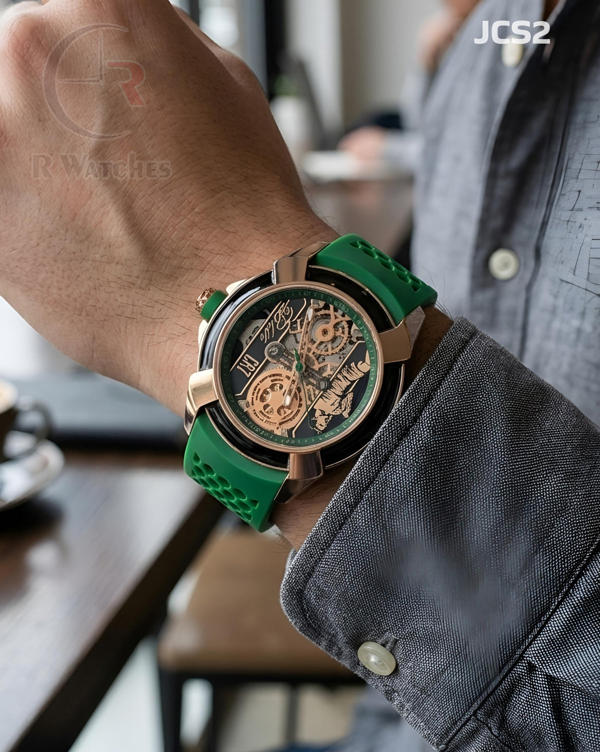 (OS)🖤⬆️ Jacob CR 7 Silicon Green Rose Gold (JCS2)