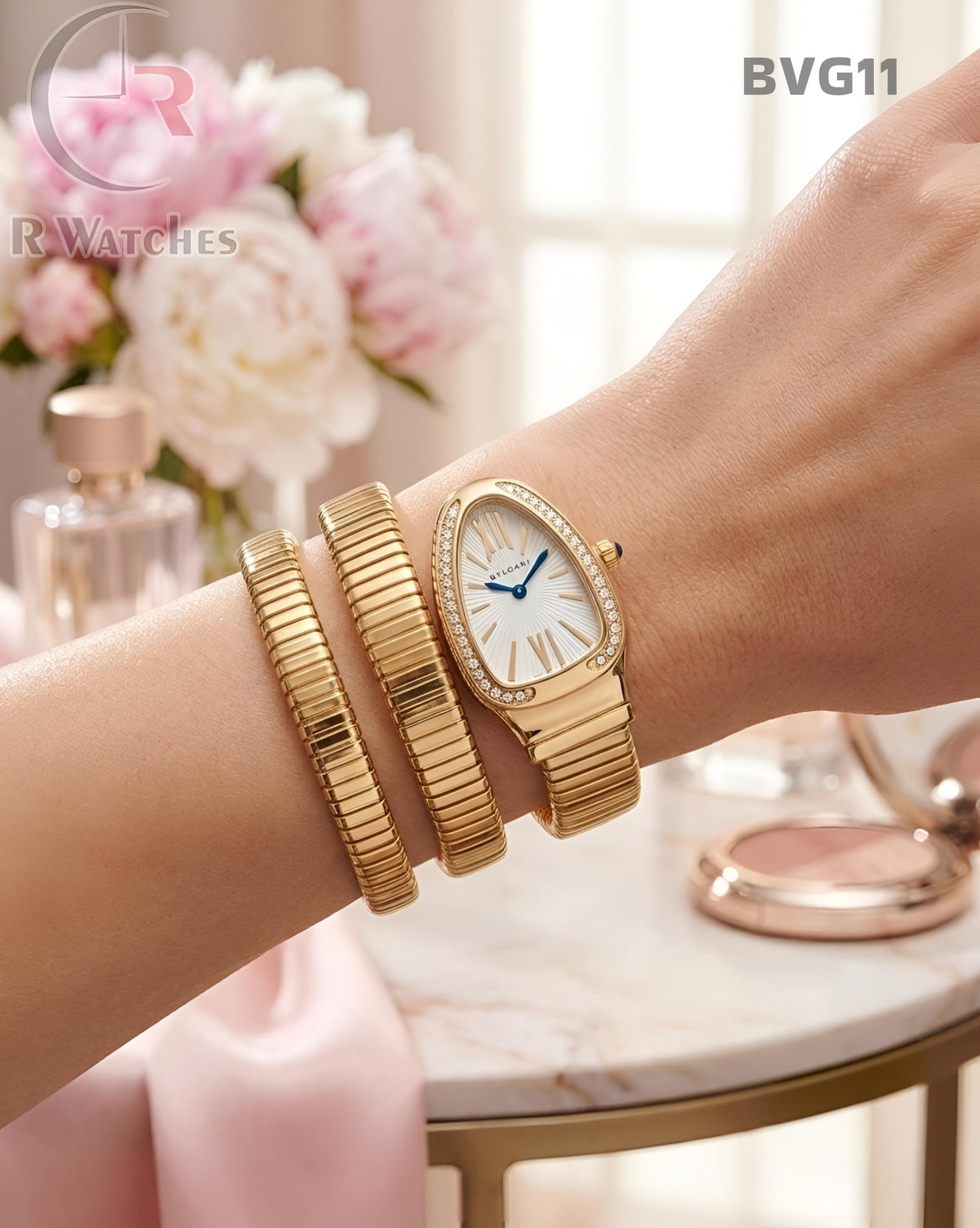 (SS)🖤⬆️⭐ Bvlgari Girls Snake Diamond Gold White (BVG11)