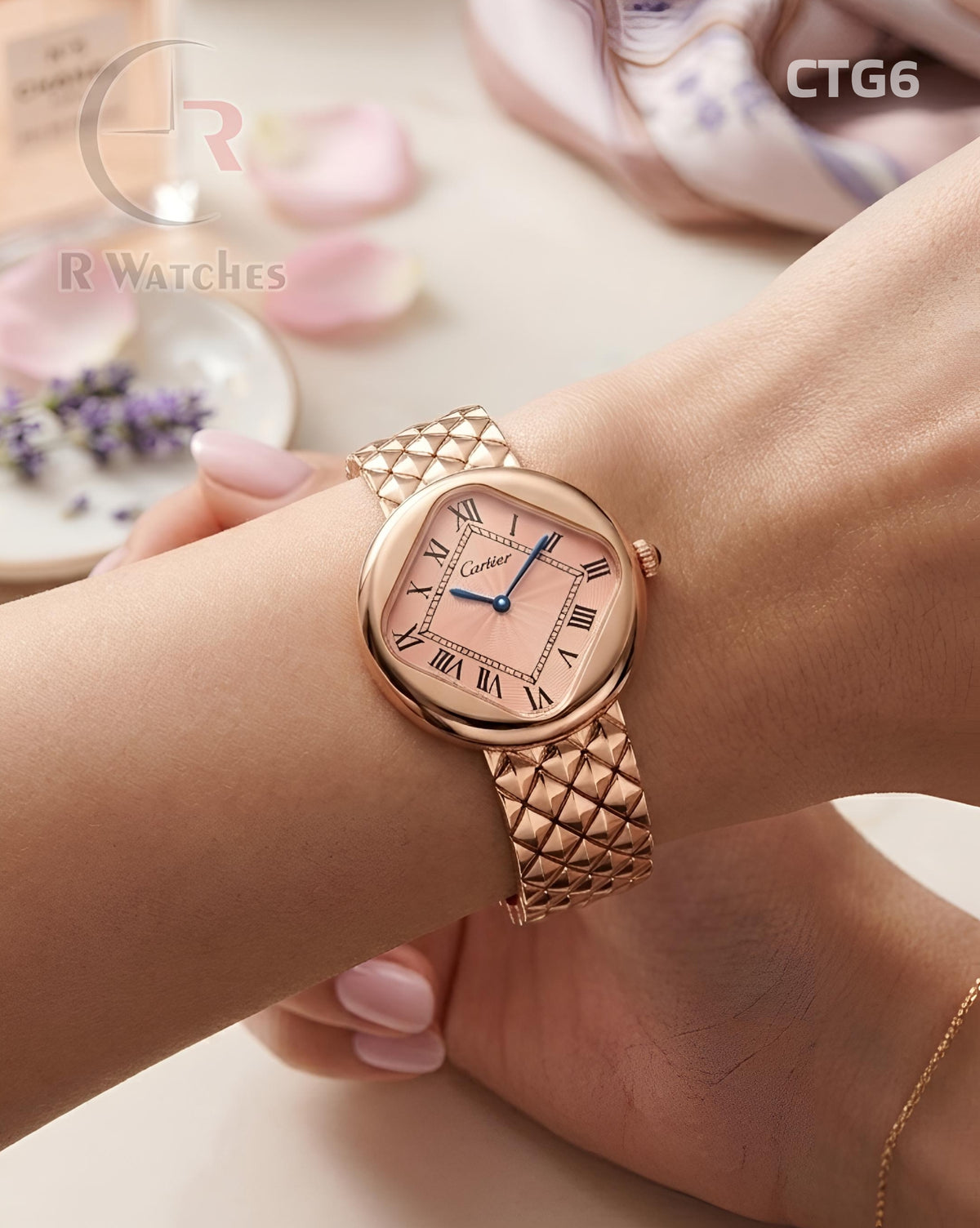 (OS)🖤⭐ Cartier Girls Rose Gold Pink Roman Dial (CTG6)