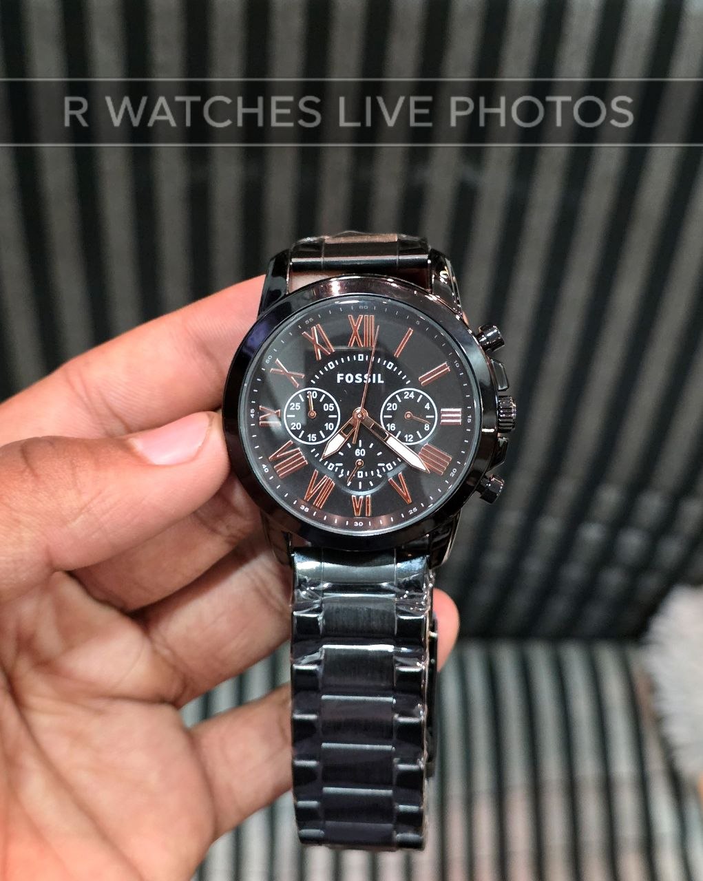 (OS)🖤⭐ Fossil Black Rose Gold Roman Dial (FSP18)