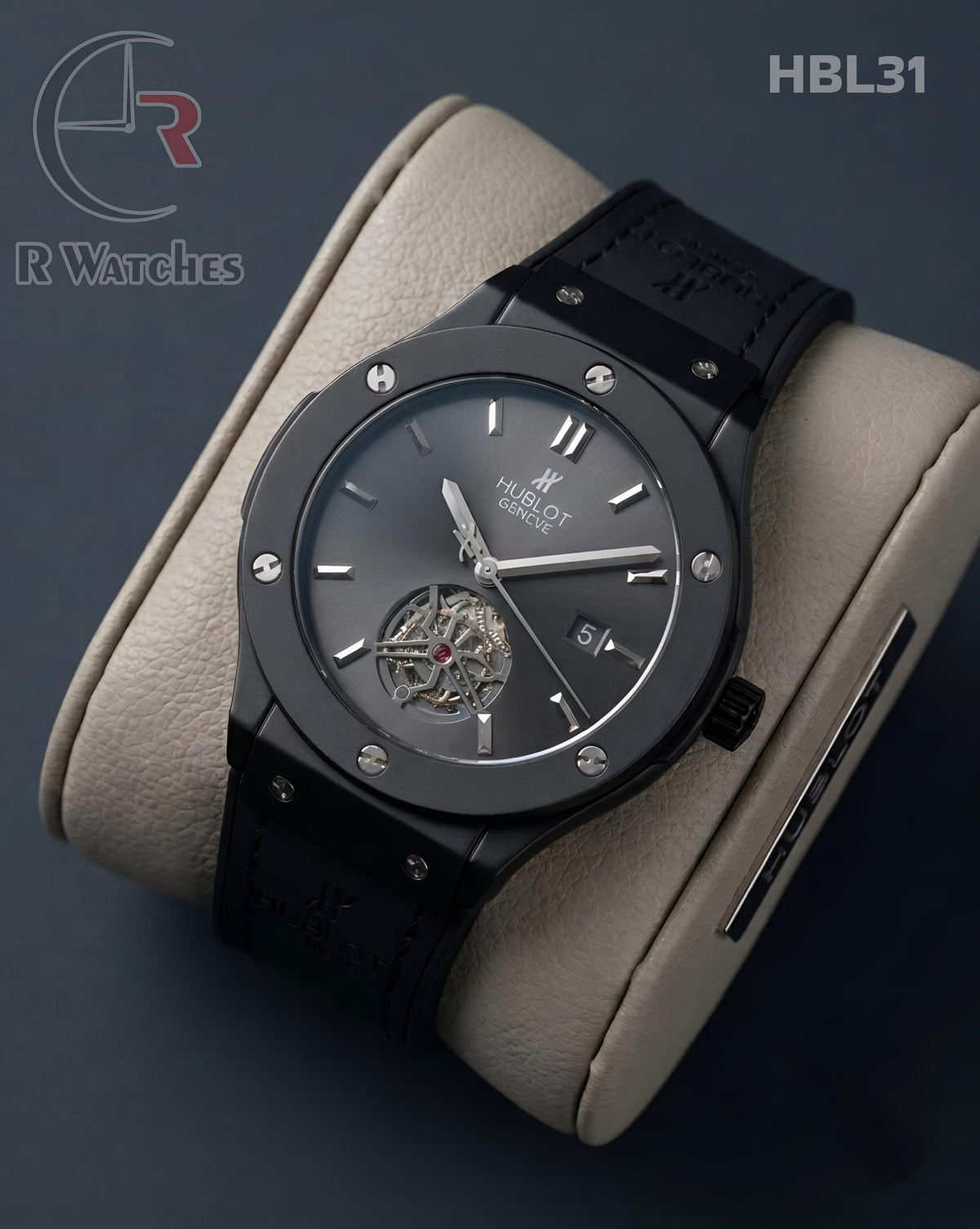 (SS)🖤 Hublot Machinery Leather Full Black (HBL31)