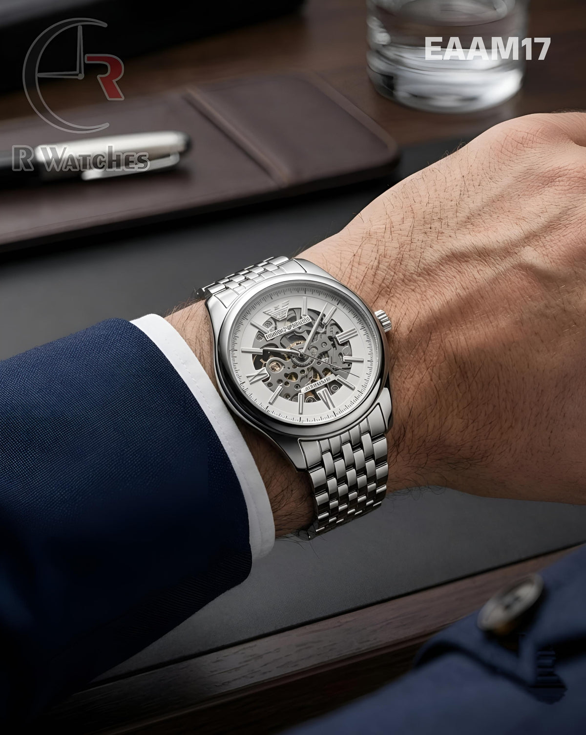 (OS2)🖤⭐ Armani Automatic White Silver (EAAM17)