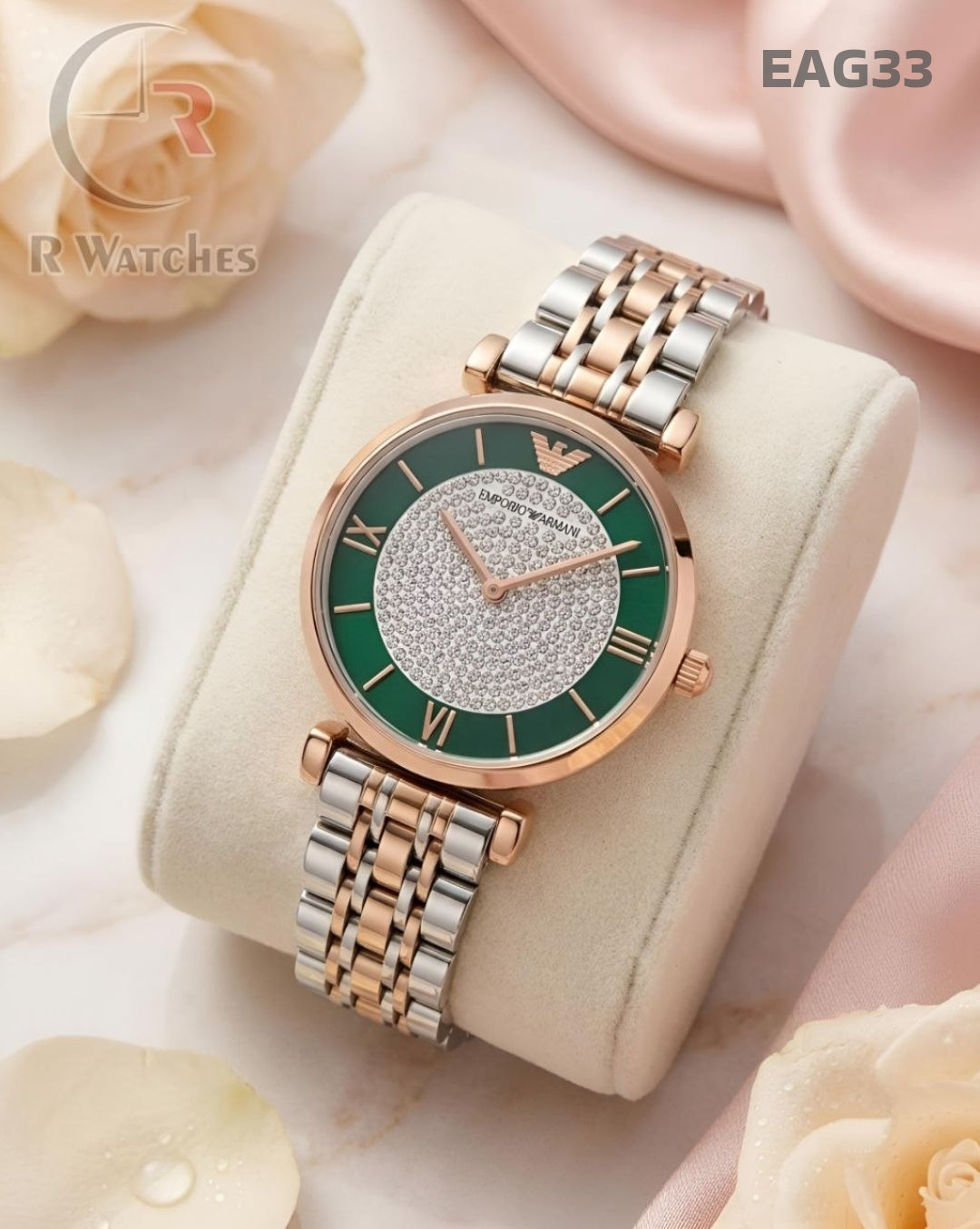 (SS)🖤⬆️ Armani Girls Diamond Rose Gold Green (EAG33)