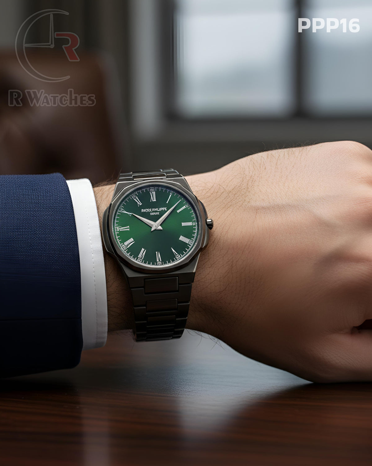 (OS)π€β Patek Philippe Black Green Roman Dial (PPP16)