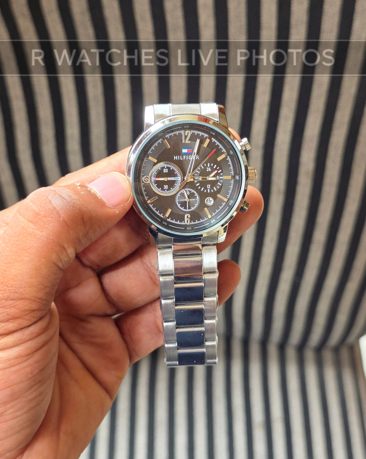 (OS)📷⭐ Tommy Hilfiger Silver Black (THP13)