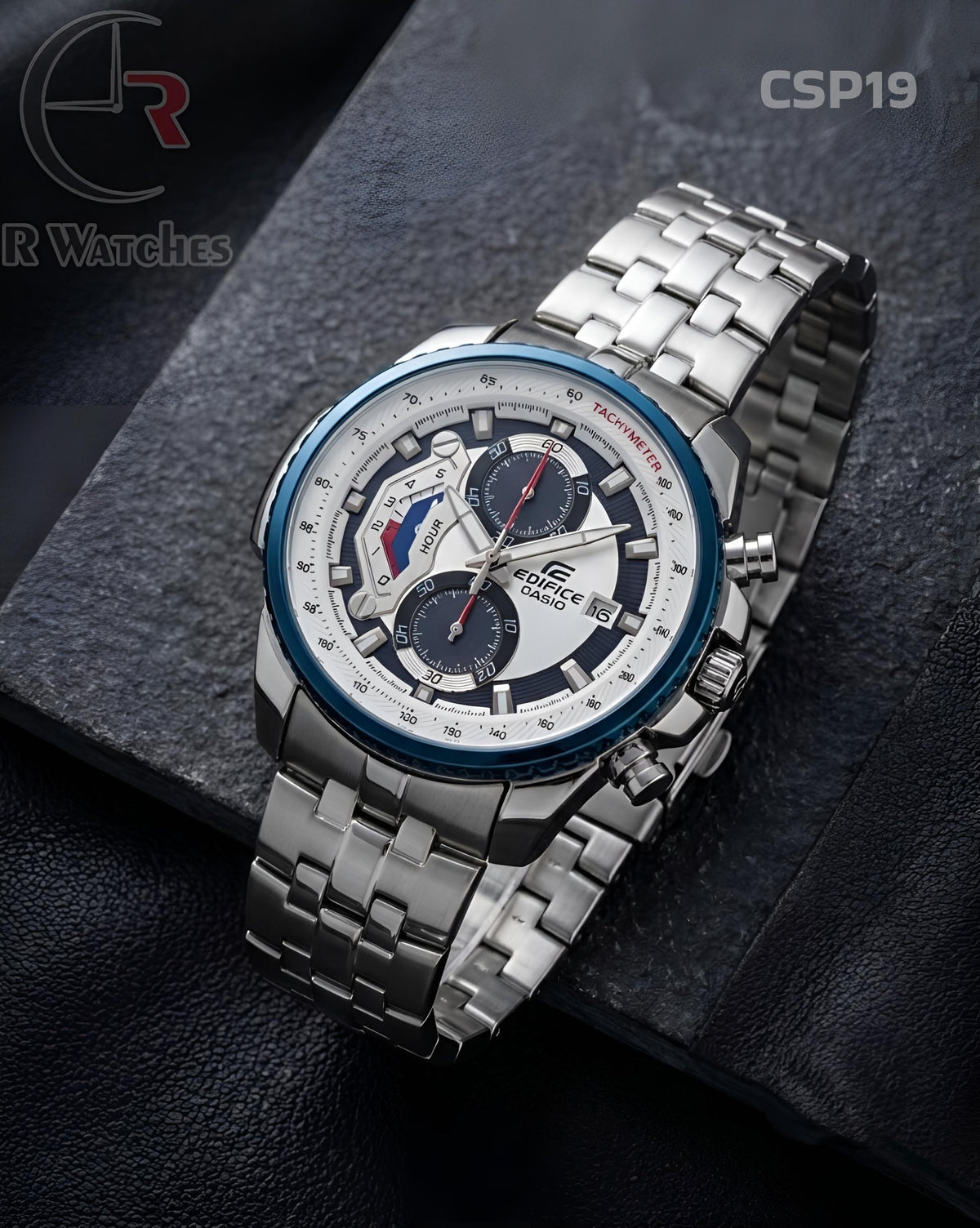(OS)🖤⭐ Casio Edifice Silver White Blue (CSP19)