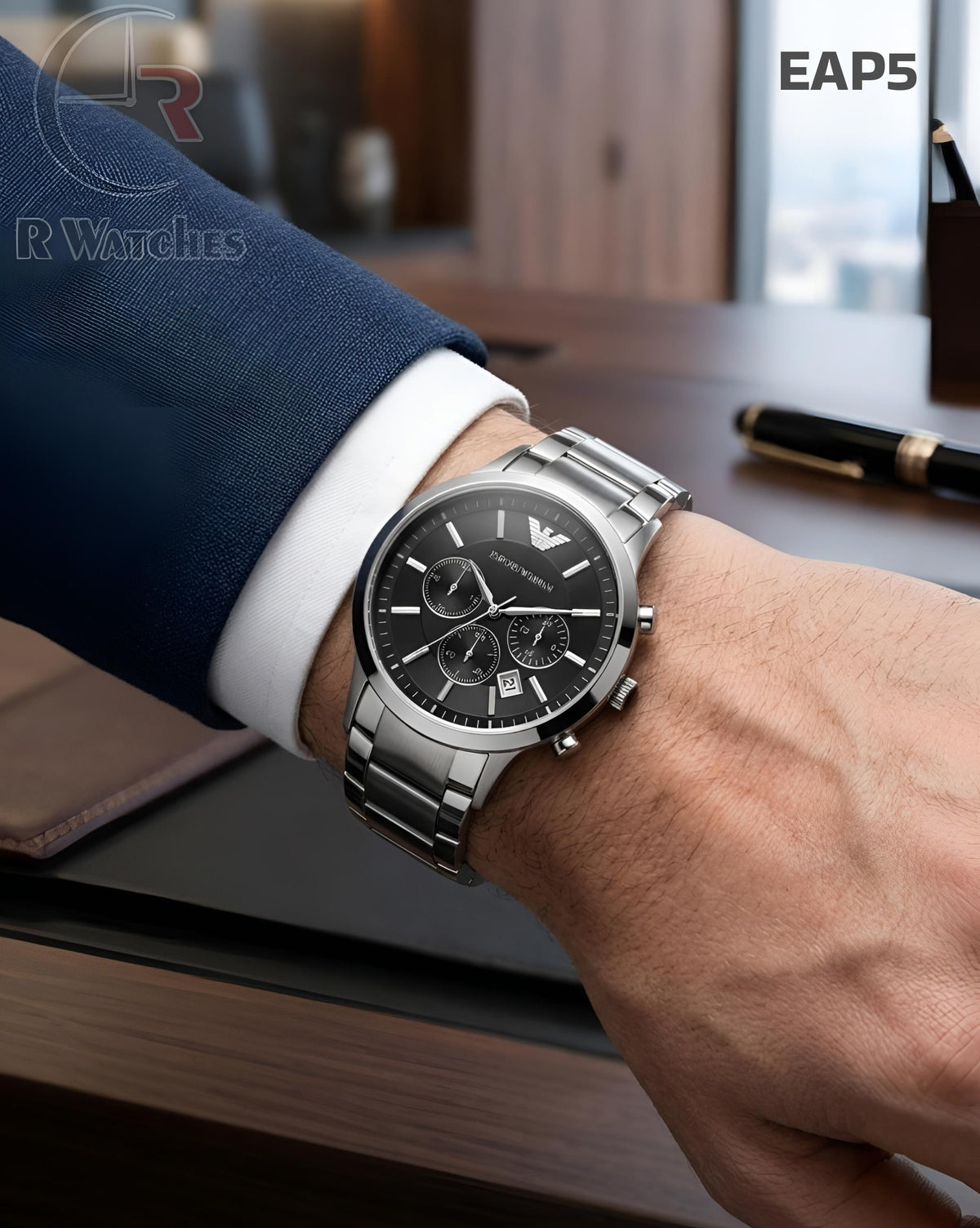 (OS4)🖤⬆️⭐ Armani metal silver black (EAP5)