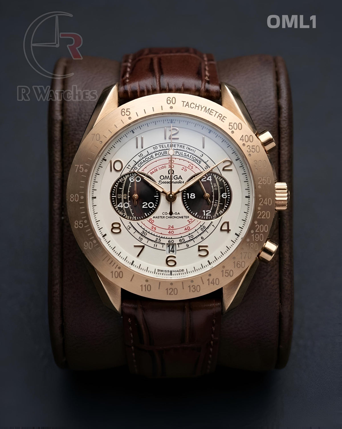 (OS)π€β Omega Leather Rose Gold White Brown (OML1)