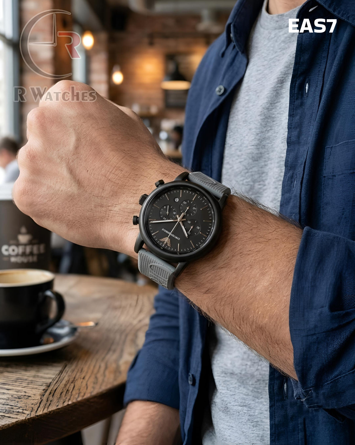 (SS)🖤⬆️⭐ Emporio Armani new black silver (EAS7)