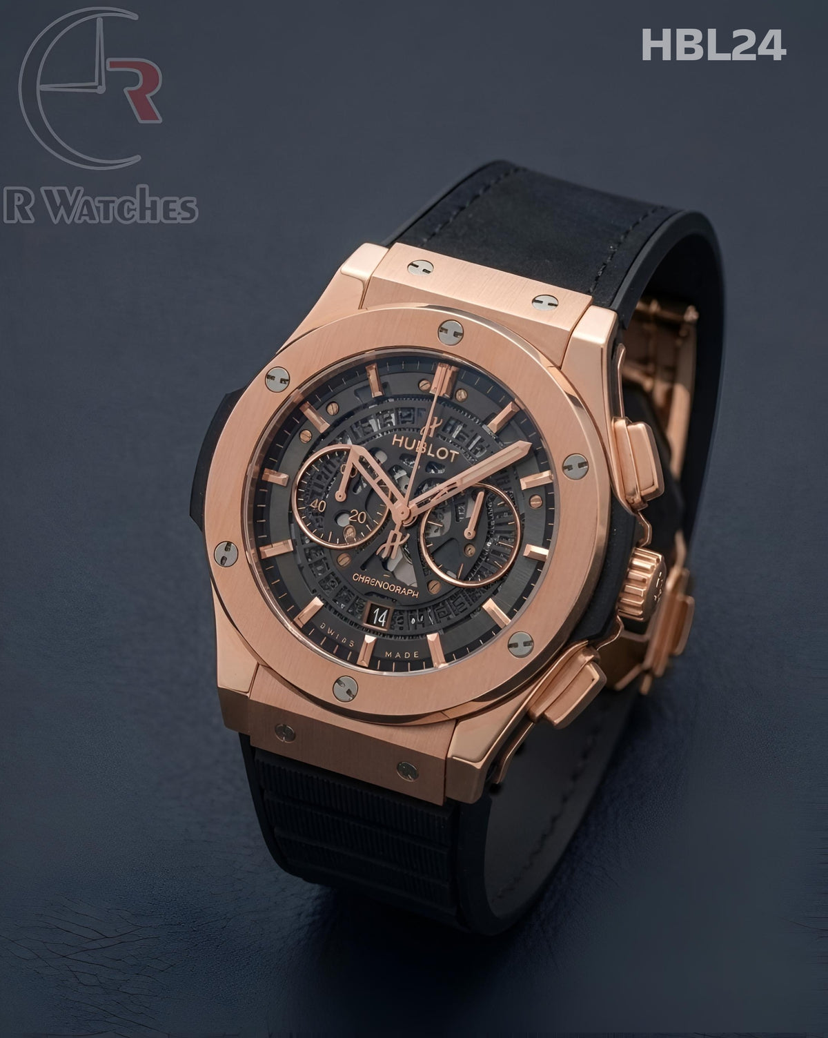 (OS2)🖤Hublot Leather Rose Gold Black (HBL24)