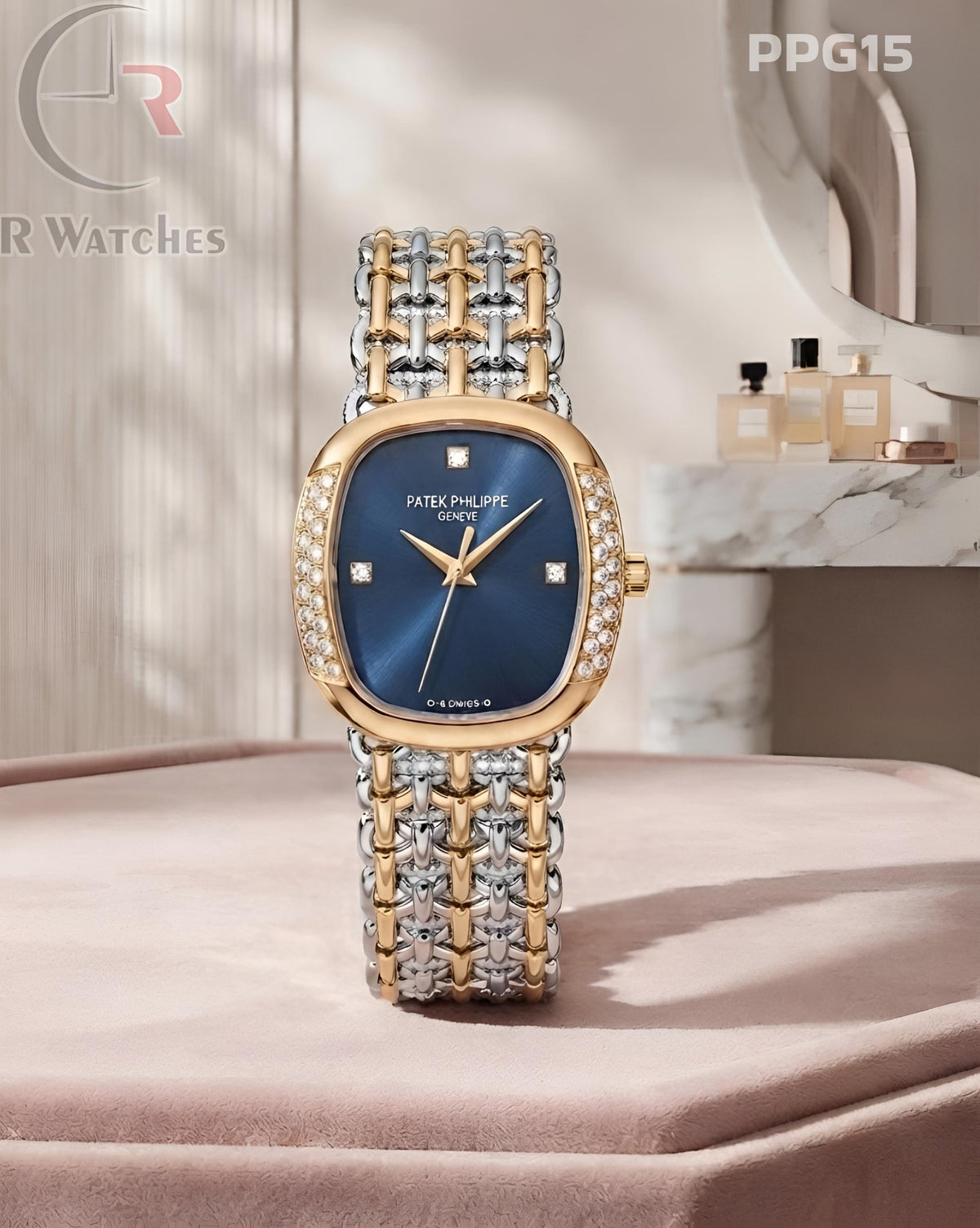 (OS)🖤⭐ Patek Philippe Girls Diamond Dual Tone Blue (PPG15)
