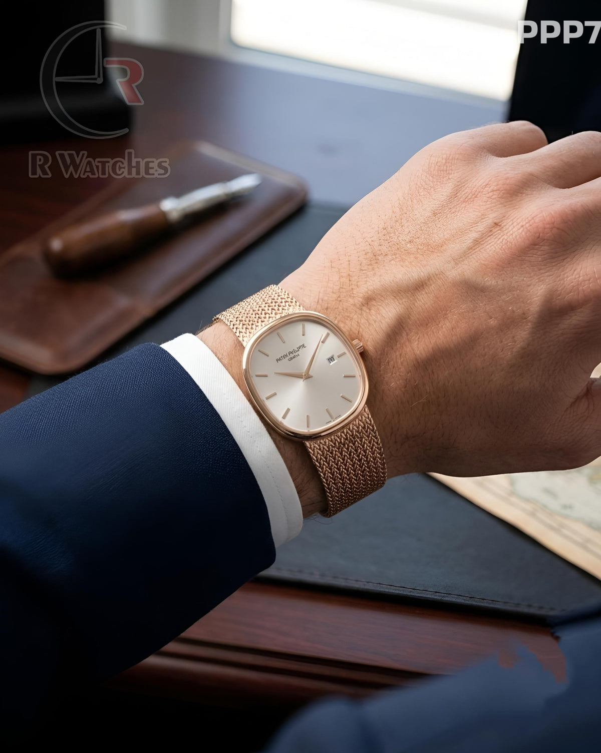 (OS)π€βPatek Philippe Square Rose Gold White (PPP7)