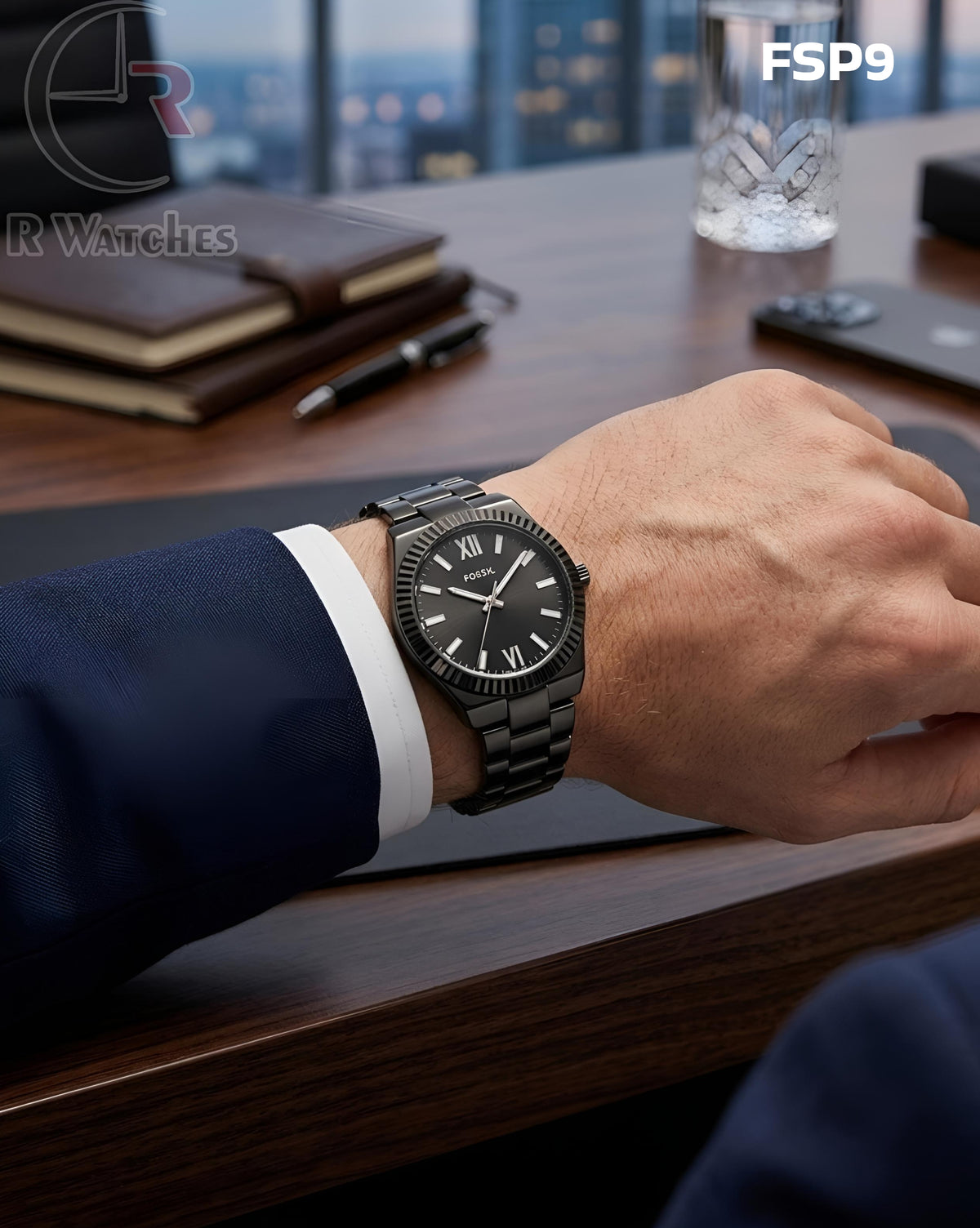 (SS)🖤⬆️⭐ Fossil Full Black (FSP9)