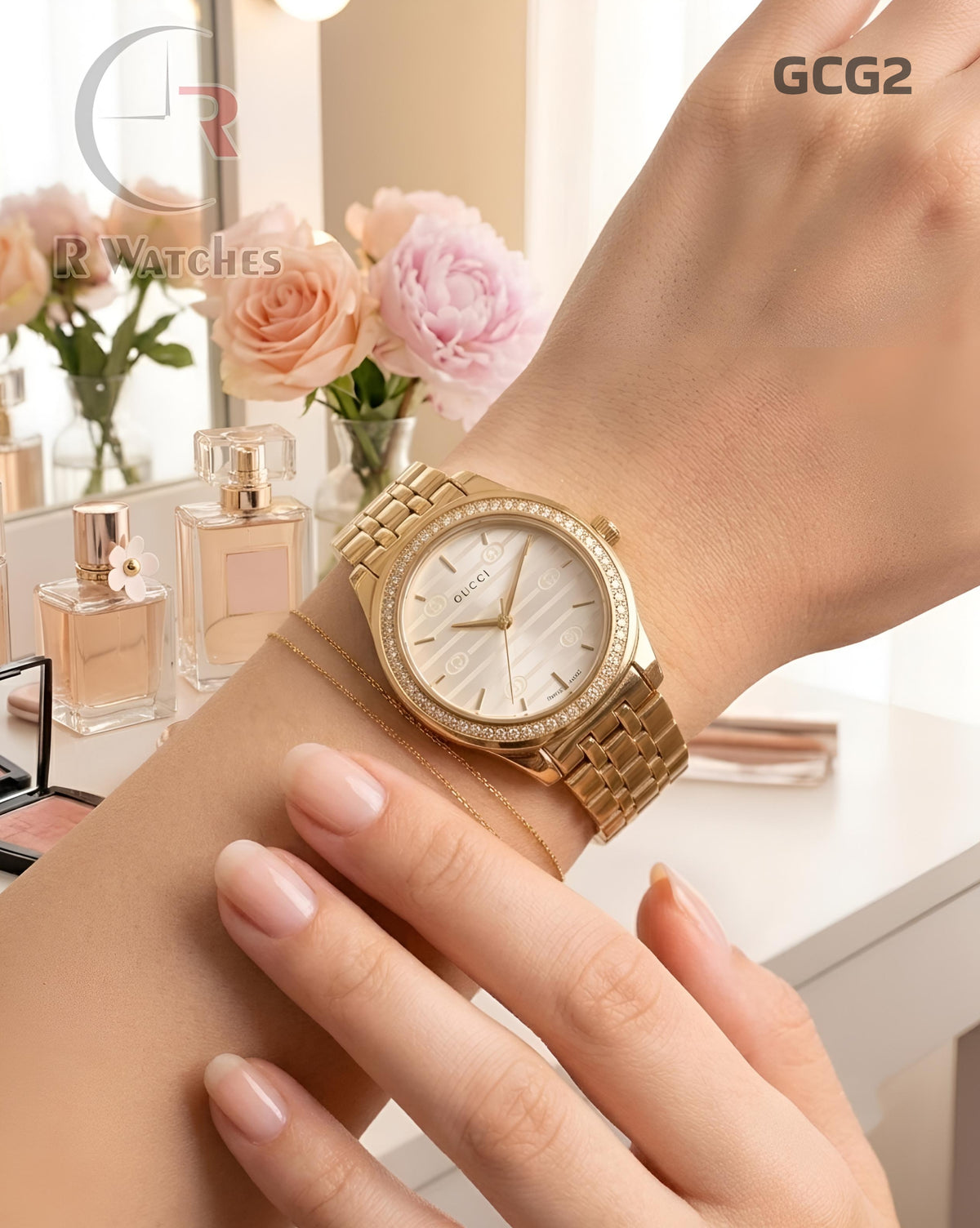 (OS)🖤⭐ Gucci Girls Gold White Dial (GCG2)