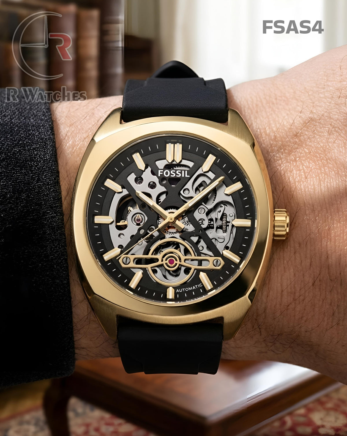 (SS)🖤⬆️⭐ Fossil Automatic Silicon Gold Black (FSAS4)