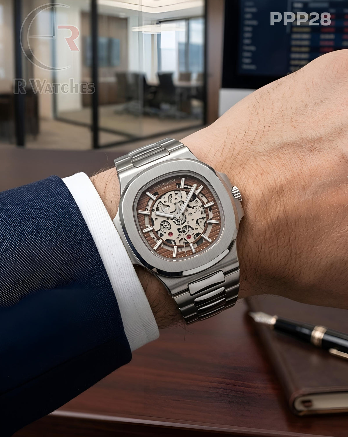 (OS3)π€β Patek Philippe Machinery Silver Brown (PPP28)