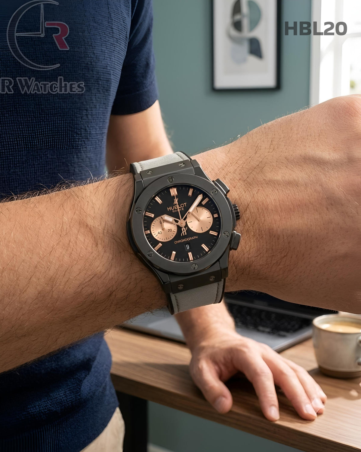 (OS2)🖤 Hublot Leather Black Grey (HBL20)