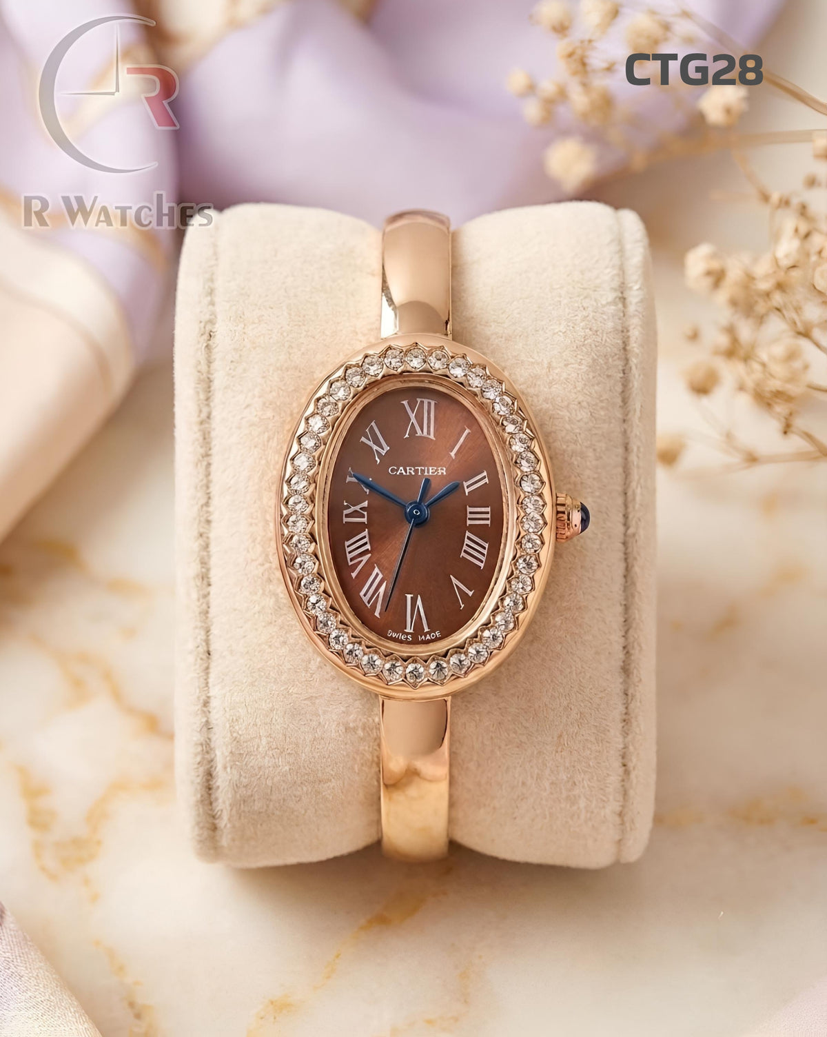 (OS)🖤⬆️ Cartier Girls Diamond Rose Gold Brown (CTG28)