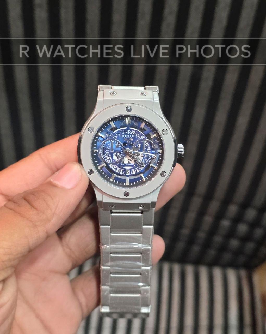 (OS)🖤⭐ Hublot Machinery Silver Nevy Blue Dial (HBP12)