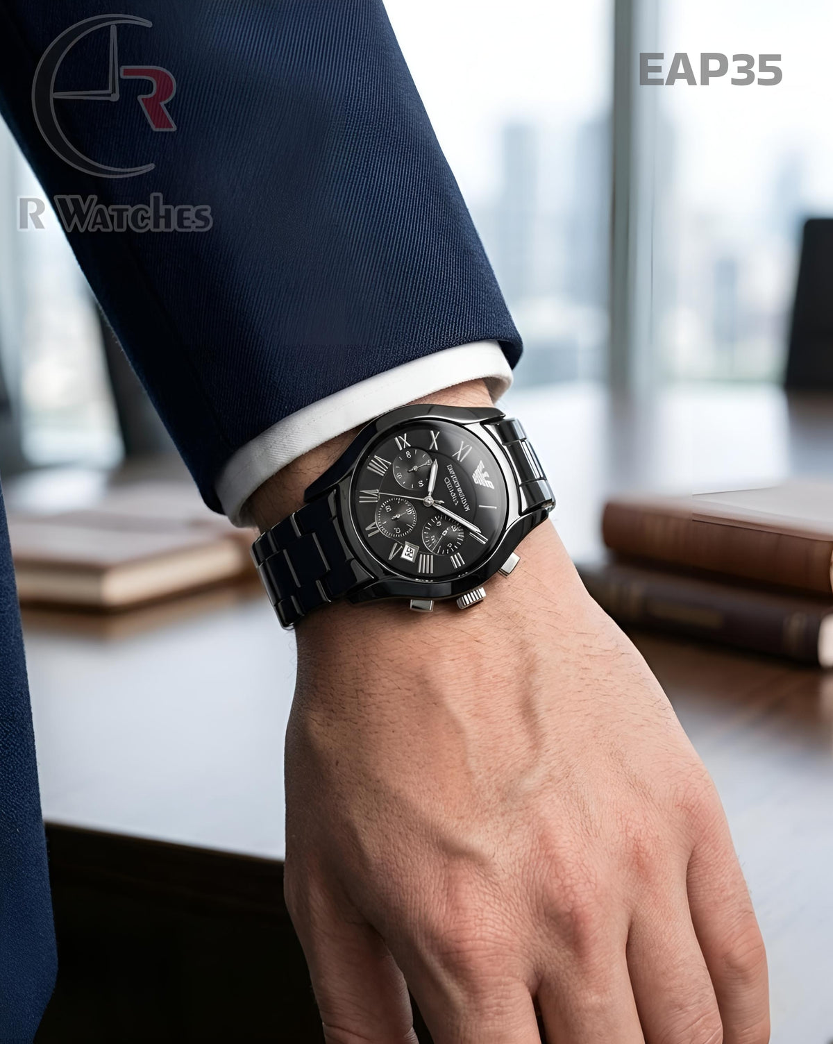 (OS3)🖤⬆️⭐ Armani ceramic black Silver (EAP35)