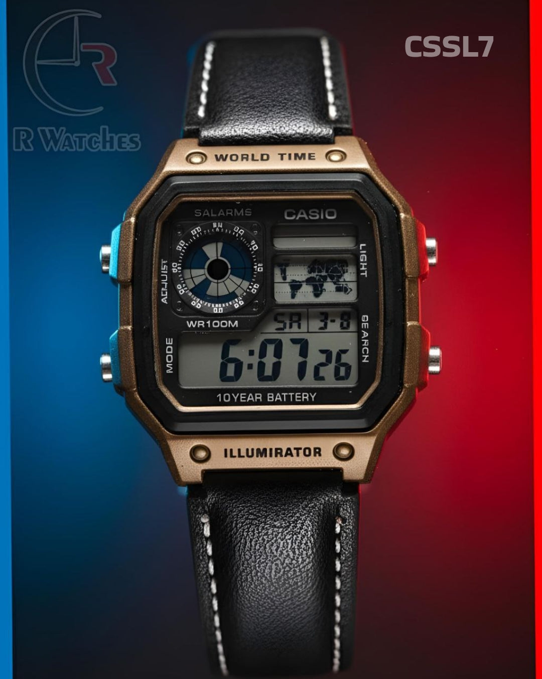 (OS)🖤⬆️ World time leather Rose Gold Black (CSSL7)