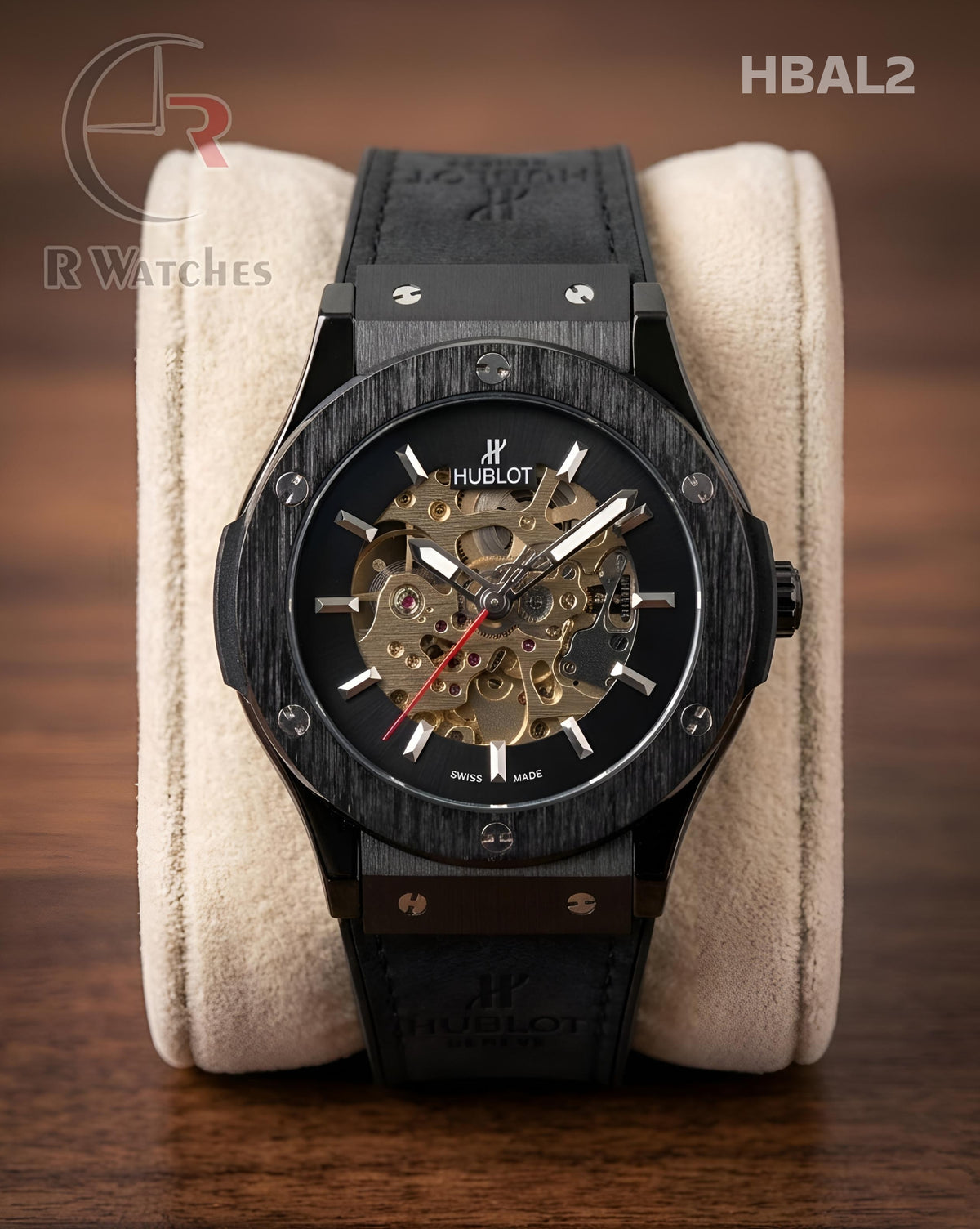 (OS2)🖤⬆️ Hublot Automatic Leather Full Black (HBAL2)