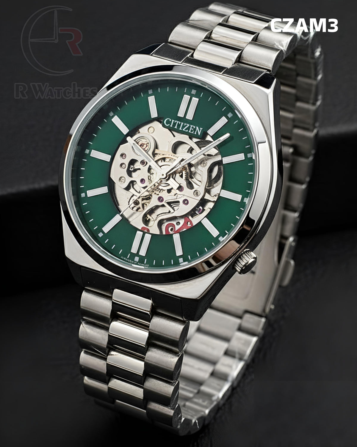 (SS)🖤 Citizen Automatic Silver Green Dial (CZAM3)