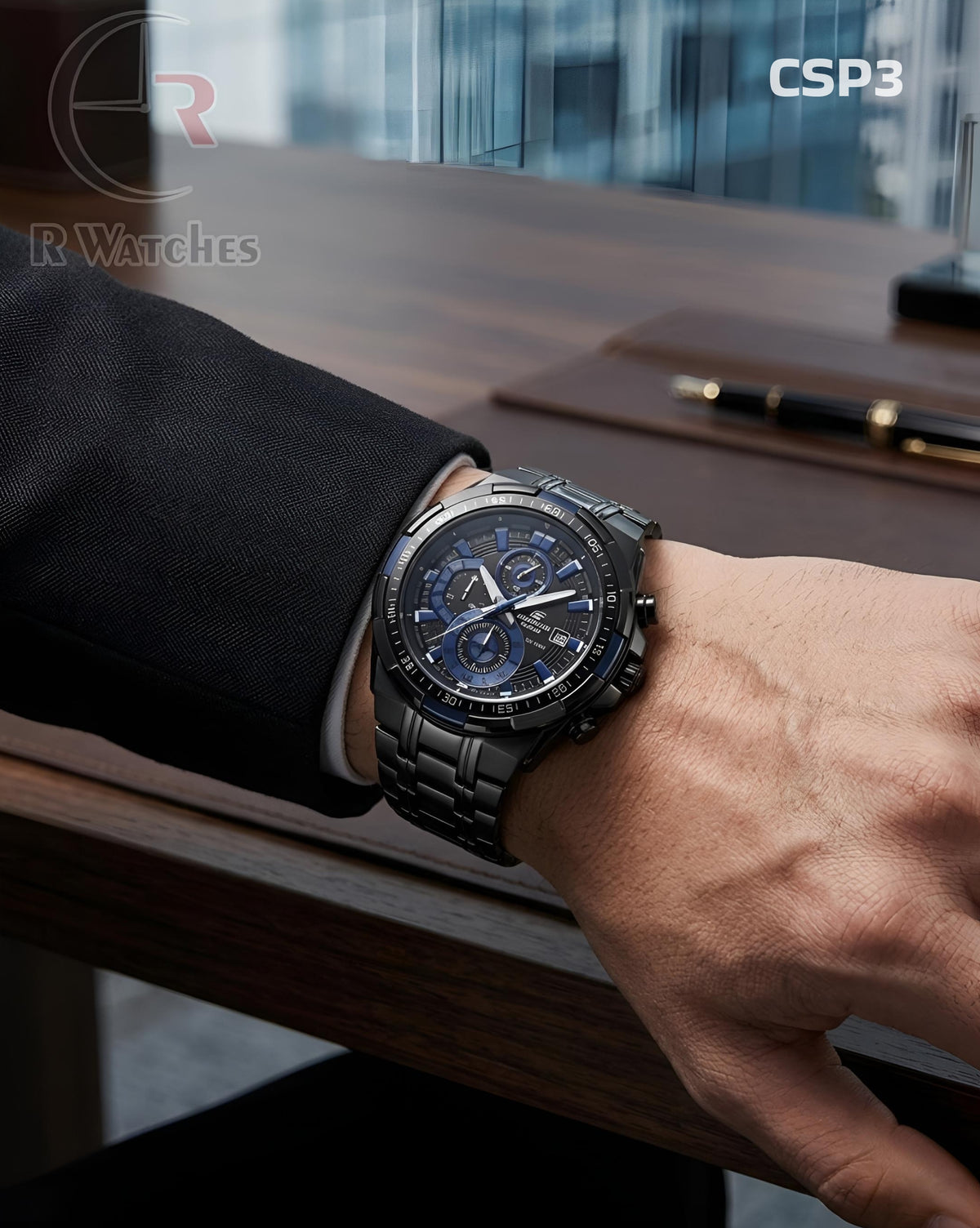 (SS3)🖤⭐ Casio Edifice black Blue (CSP3)