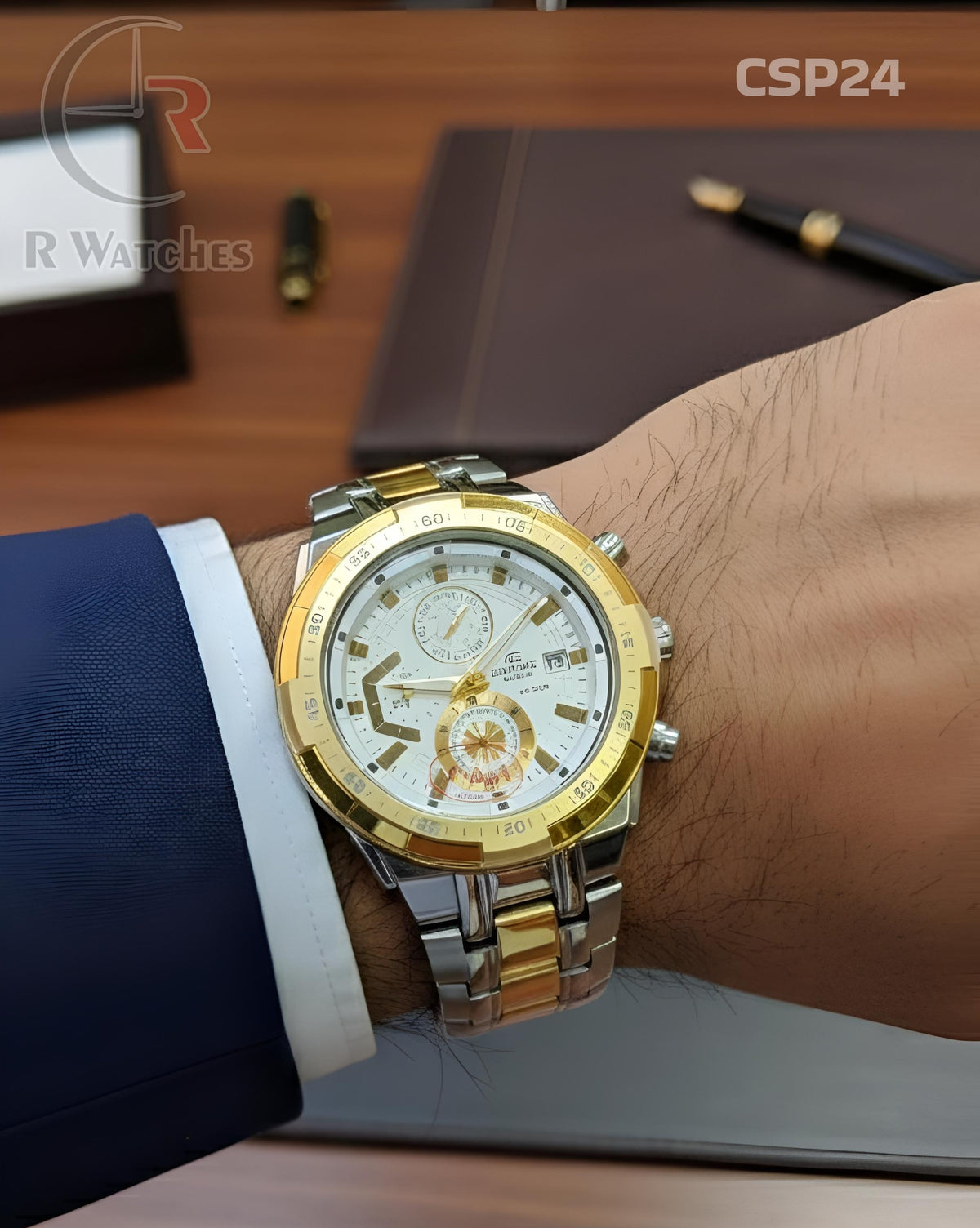 (OS)🖤⭐ Casio Edifice heavy dual tone White (CSP24)