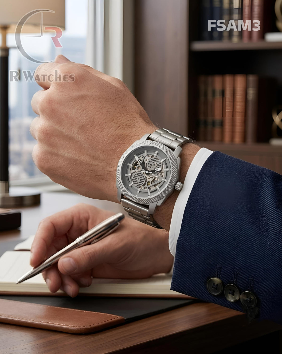 (OS9)🖤⭐ Fossil Automatic Matt Silver Grey (FSAM3)