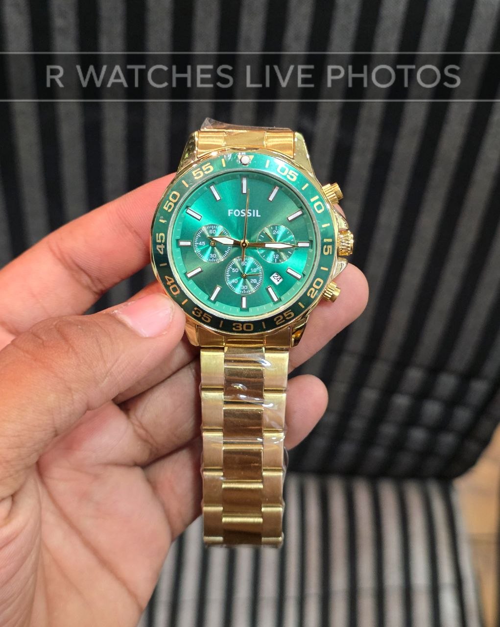 (OS)🖤⭐ Fossil new Premium chrono gold green (FSP21)
