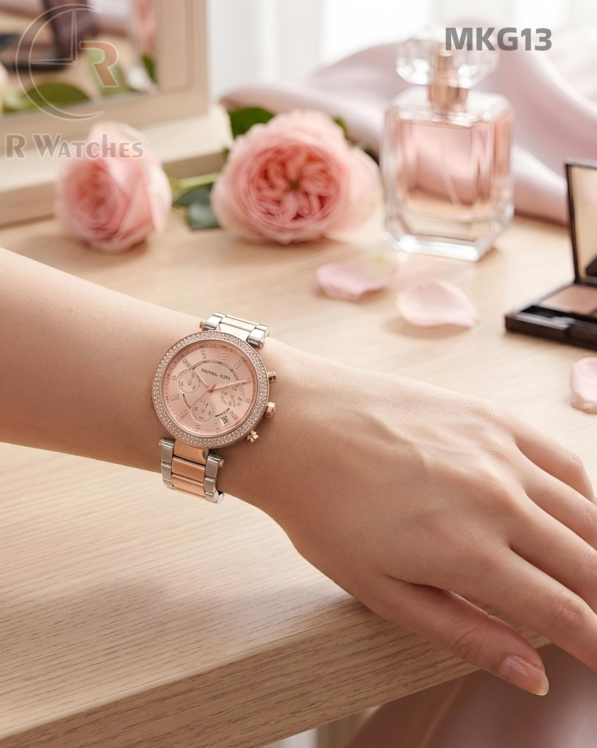 (OS)🖤⭐ MK Girls Rose Gold Pink Dial (MKG13)