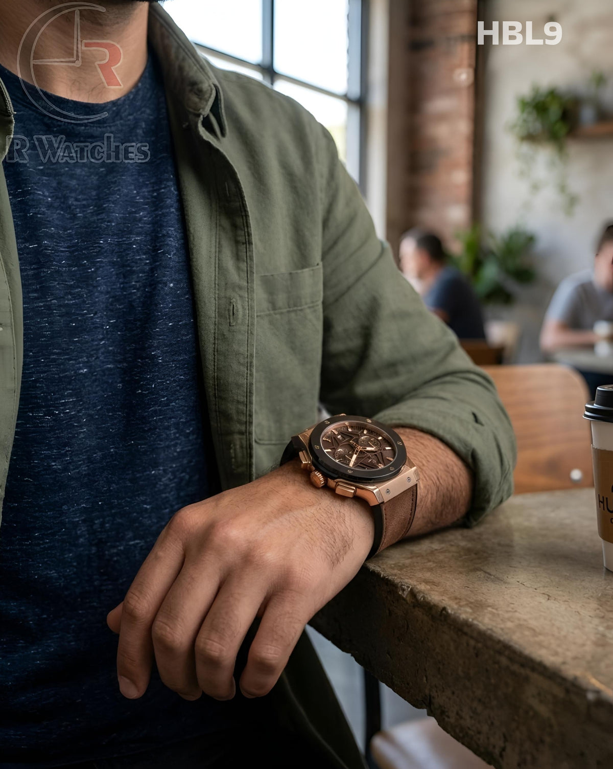 (OS)🖤⬆️ Hublot Machinery Leather Black Rose Gold Brown (HBL9)