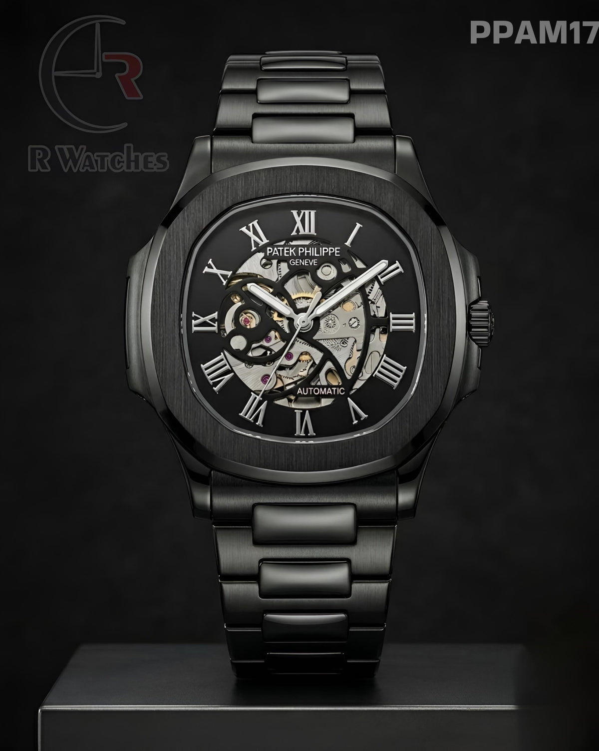 (OS2)🖤⭐ Patek Philippe Automatic Full Black Silver (PPAM17)