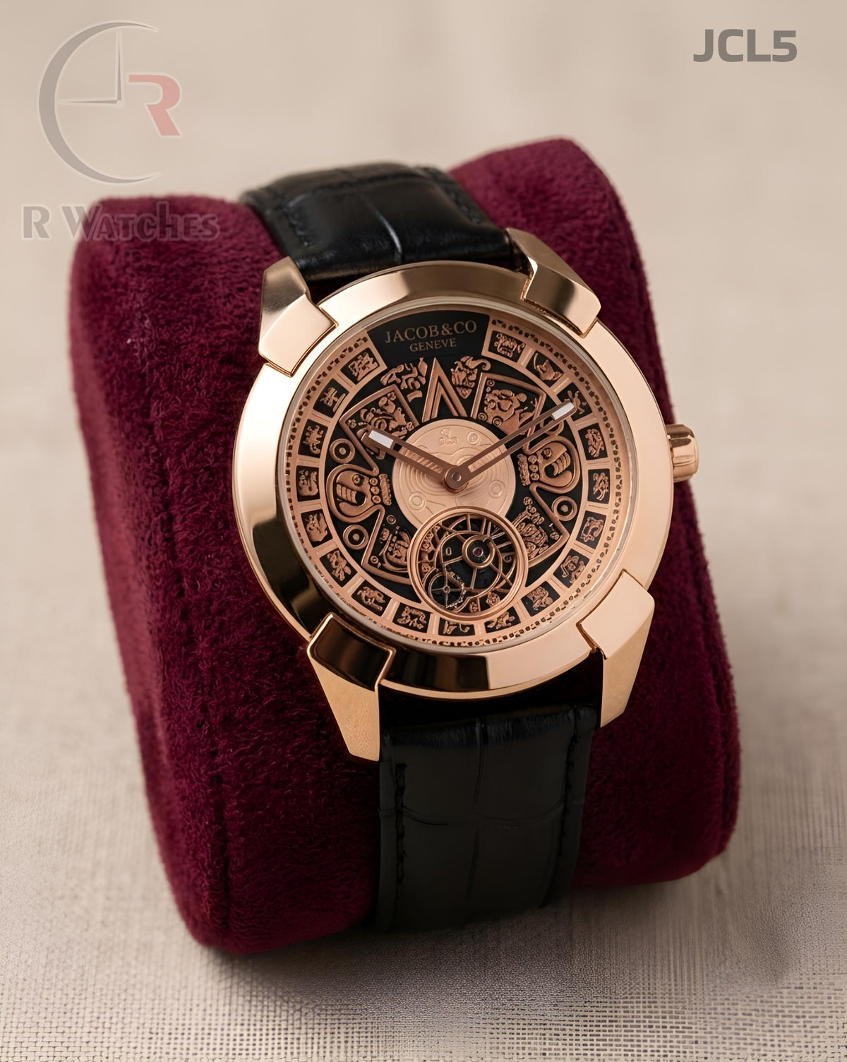 (OS)🖤⭐ Jacob & Co Leather Rose Gold Black (JCL5)