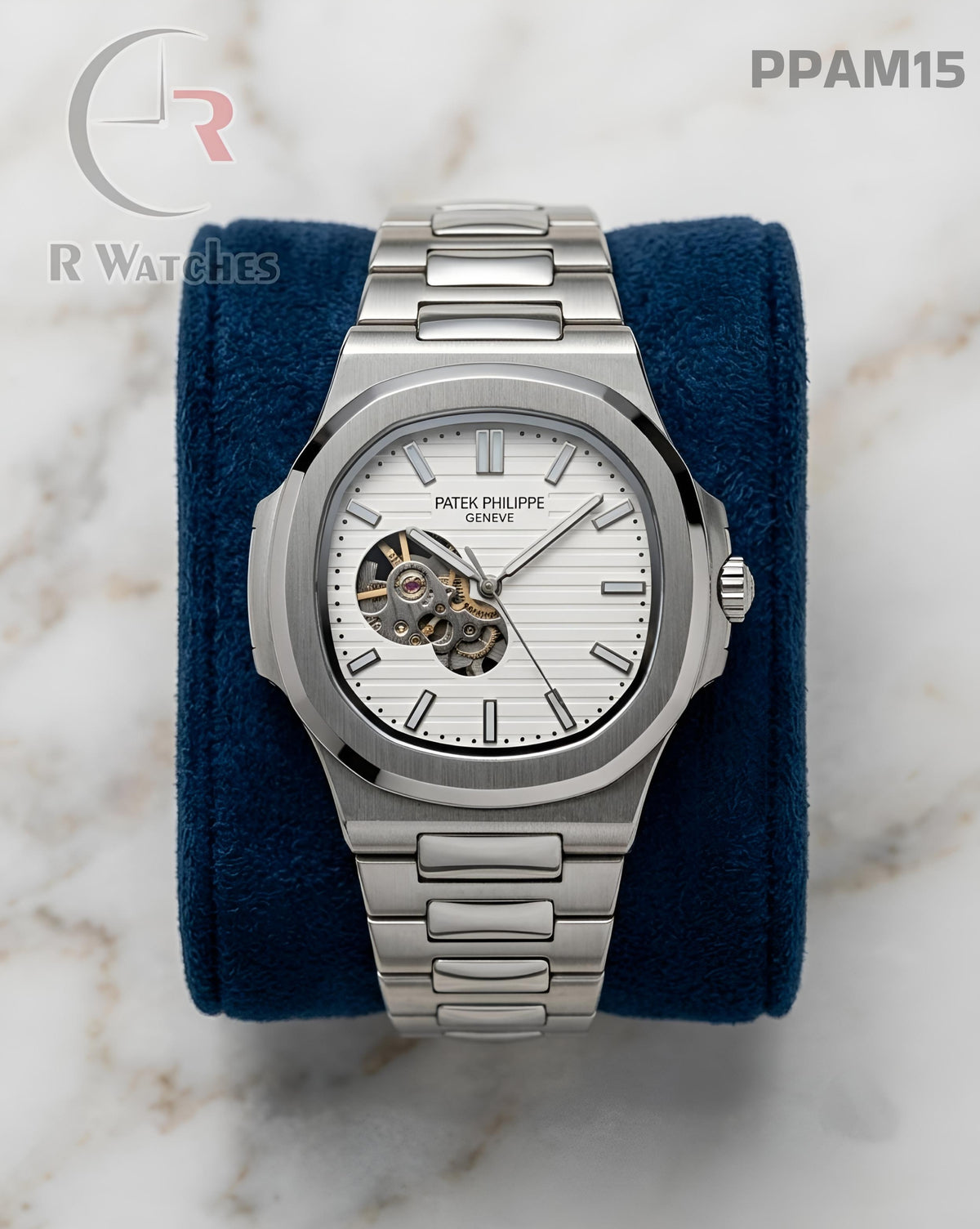 (OS)🖤⭐ Patek Philippe automatic silver white (PPAM15)