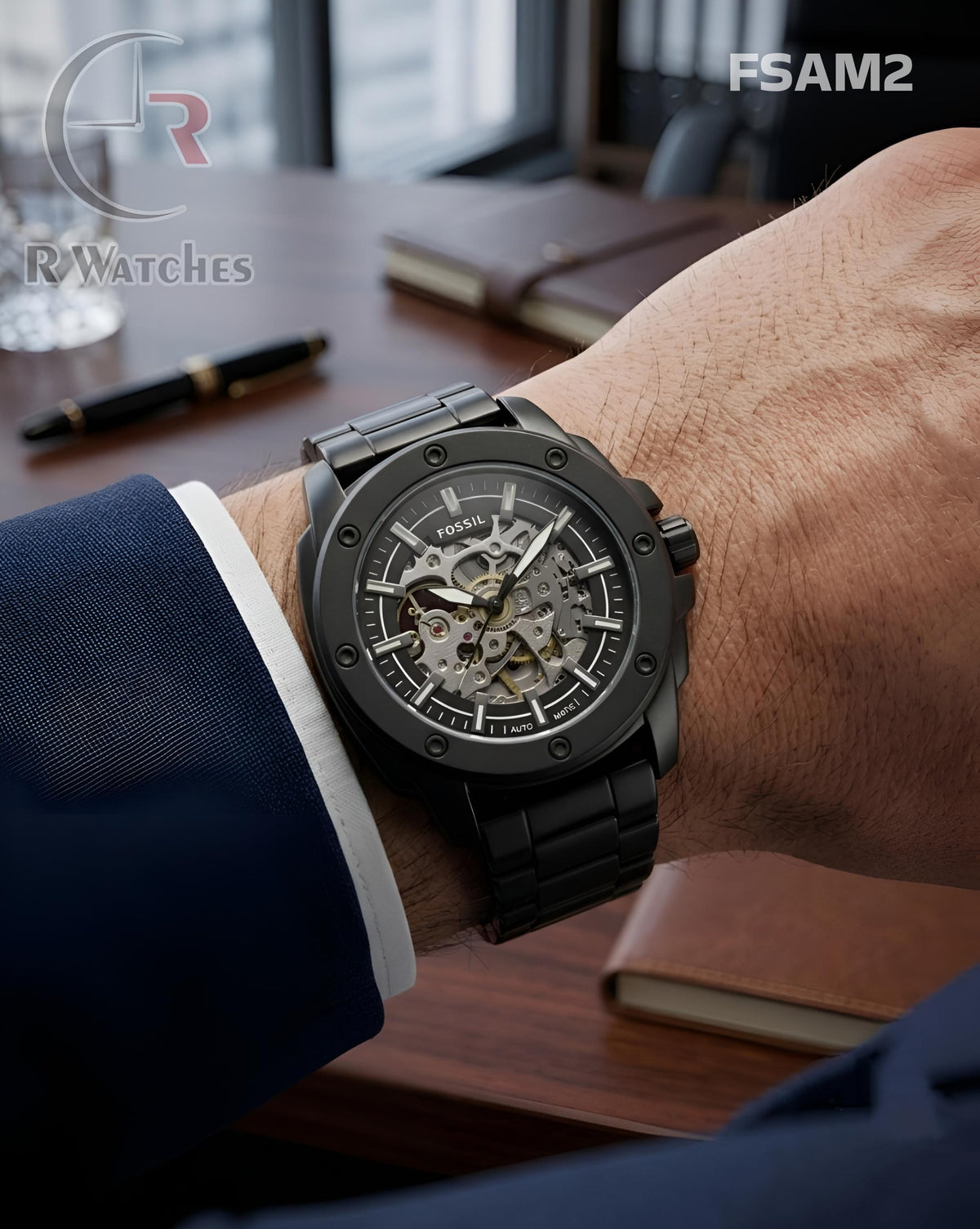 (OS)🖤⭐ Fossil Automatic Black Silver (FSAM2)